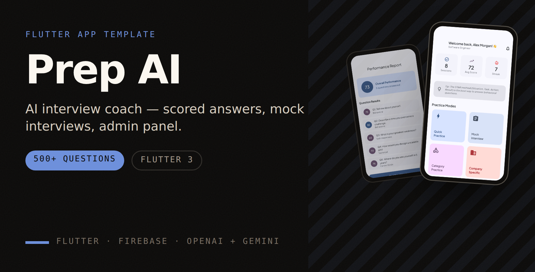 Prep AI — Flutter · OpenAI app template preview